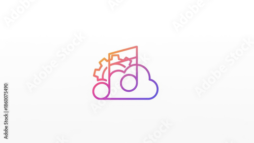 Cloud music technology icon digital audio processing and storage concept gradient vector illustration for web and app design