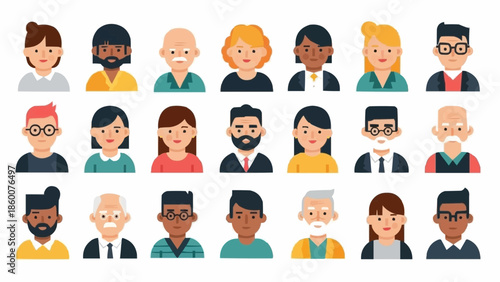 Diverse Group of People Avatars Representing Different Ages and Genders.