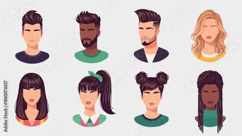 Diverse Group of People Avatars Representing Different Genders and Ethnicities.