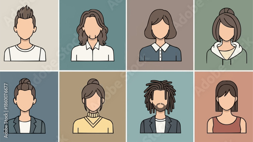 Diverse Group of People Avatars Representing Different Individuals.