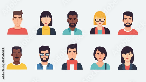 Diverse Group of People Avatars Representing Different Individuals.