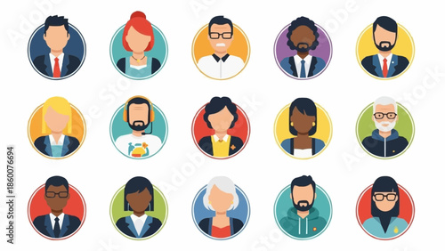 Diverse Group of People Avatars Representing Different Individuals.
