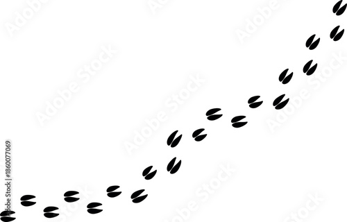Path footprints of cow, goat, sheep, deer, elk, antelope. Artiodactyl hooves, animal hoof. Horse tracks. Trail of wild goat, Silhouette of cow deer, goat, sheep footprint 