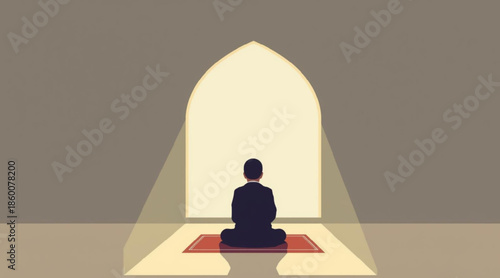 Ramadan Prayer Time Concept Flat Vector Illustration