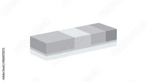 An isometric illustration of a four-sided nail buffer block with different grits for filing, smoothing, and polishing nails.