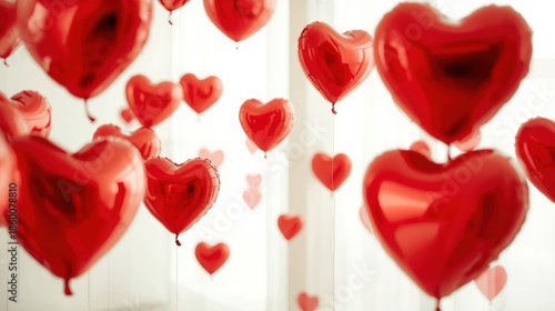 Celebration with heart-shaped balloons