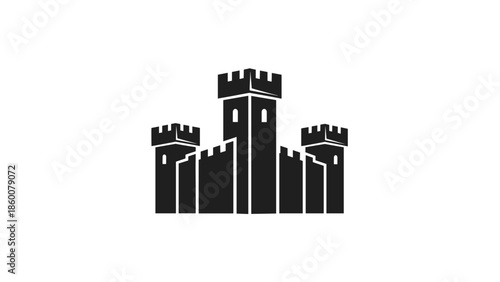 Illustration of a medieval fortress with towers and battlements