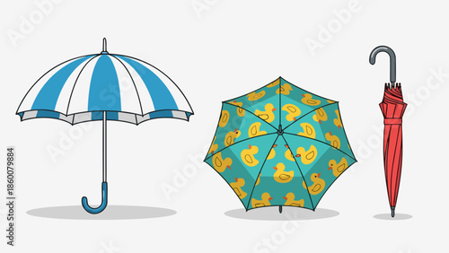 Colorful collection of umbrellas ready for rainy days and sunny weather