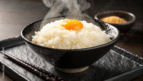 白米のイメージ、茶碗に盛られたご飯