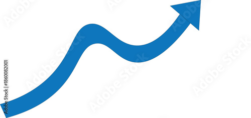 Vector illustration of an abstract blue arrow showing growth,progress,success,improvement.