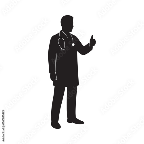 Doctor Silhouette with Stethoscope – Medical Healthcare Professional Vector Illustration Isolated on White