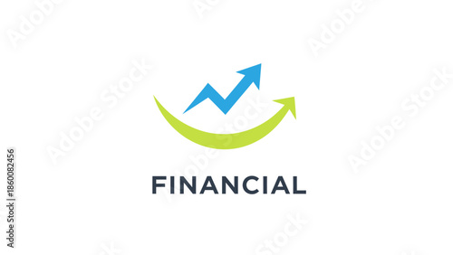 Financial growth icon representing upward trend and positive market movement with abstract arrow and green curve