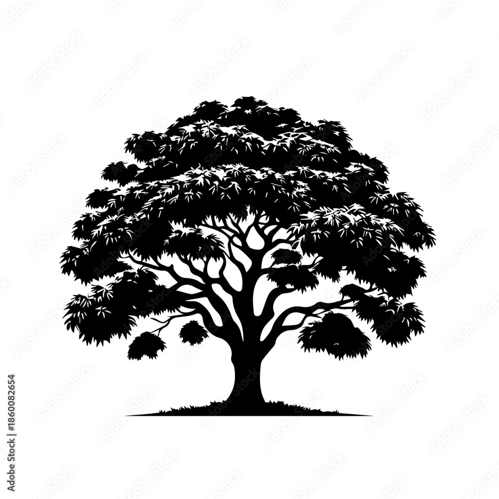 Fototapeta premium Mango Tree Vector Illustration with Lush Tropical Green Foliage