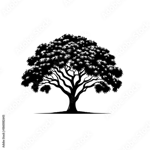 Mango Tree Vector Illustration with Lush Green Tropical Canopy