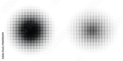 Halftone gradient. Dotted gradient, smooth dots spraying and halftones dot background seamless horizontal geometric pattern vector template set. unique dots modern circles