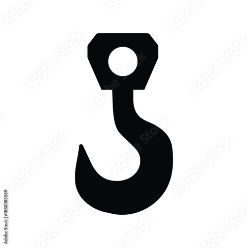 Crane hook icon. Crane hook vector icon for  engineering designs and industrial or construction purpose. Lifting crane hook icon. Lifting machine symbol.