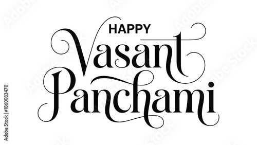 Happy vasant panchami elegant decorative typography design celebrating hindu spring festival of knowledge wisdom and cultural tradition in india