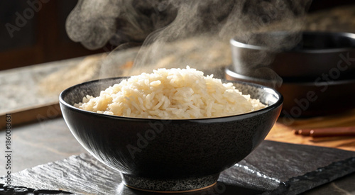 白米のイメージ、茶碗に盛られたご飯