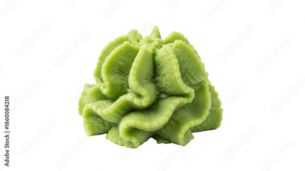 Obraz premium Spicy fresh green wasabi paste pile or dollop, used as sushi condiment, cut out, stock png, isolated on transparent background