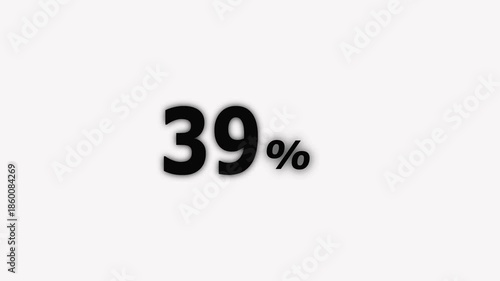 abstract 39 percent animation. Motion graphics of number count concept symbol on White Background.