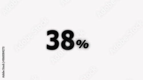 abstract 38 percent animation. Motion graphics of number count concept symbol on White Background.