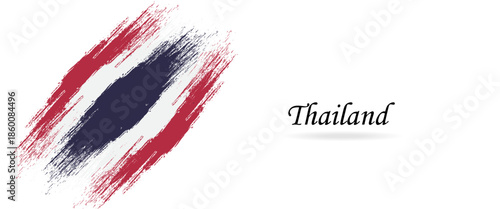 Brush painted grunge flag of Thailand country. Hand drawn flag style of Thailand. Creative brush stroke abstract concept brush flag background.