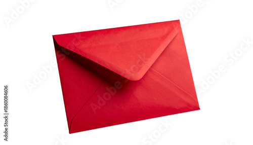 red envelope, close-up, red envelope mock-up for corporate stationery, retro-style event invitation, isolated on transparent background