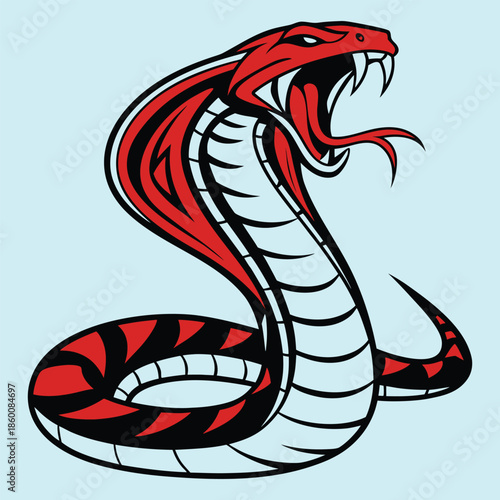 Illustrationofaredcobrasnakewithopenmouthisolated