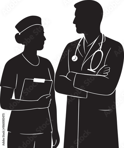 shillhoute of doctor and nurse
