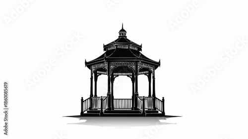 Elegant Octagonal Gazebo Structure with Ornate Details.