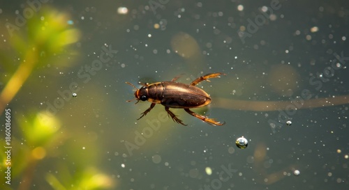 Water Strider Insect on Pond Surface.