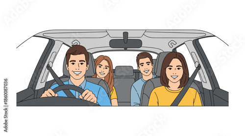 Family enjoying a car ride