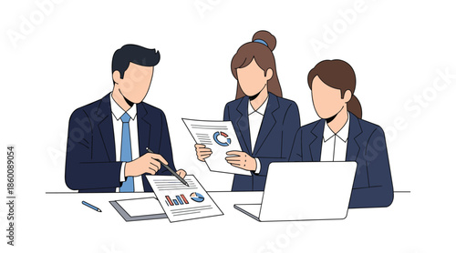 Team reviewing business data