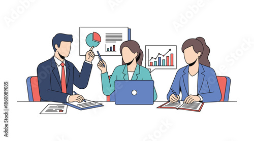 Team analyzing business data