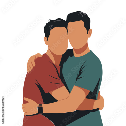 Premium Transparent Two Men Hugging Brothers Friendship Illustration EPS High Quality Vector