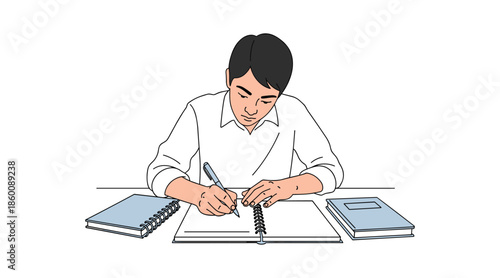 Student studying at desk