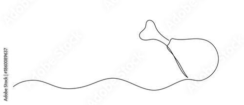 Fried chicken one line illustration. Hand drawn doodle vector food sketch isolated on white background.