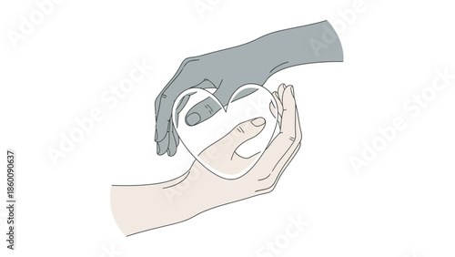 Hands holding a white face mask with a smiling expression