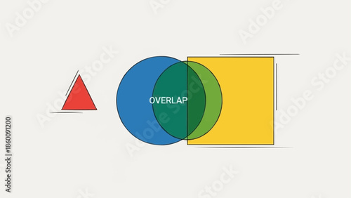 Geometric shapes including a triangle circle and square with overlap illustration.