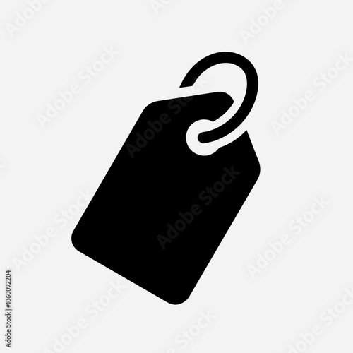 Black Price Tag Icon with Rounded Corners for E commerce and Retail