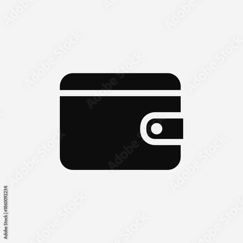 Minimalist Black Wallet Icon with Rounded Edges on White Background