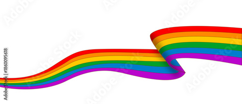 Wavy rainbow ribbon design celebrating Pride Month. Represents LGBTQ diversity, equality, and freedom.