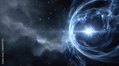 Surreal magic energy swirling in dark void animation digital realm motion graphics futuristic abstract concept