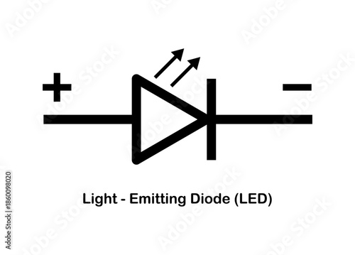 Vector illustration of a light-emitting diode symbol on a white background.