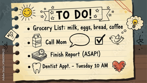 Handwritten To Do List with Daily Tasks and Reminders.