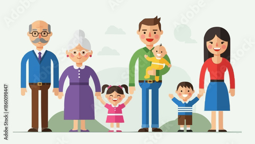 Happy Diverse Family Generations Posed Together Smiling.