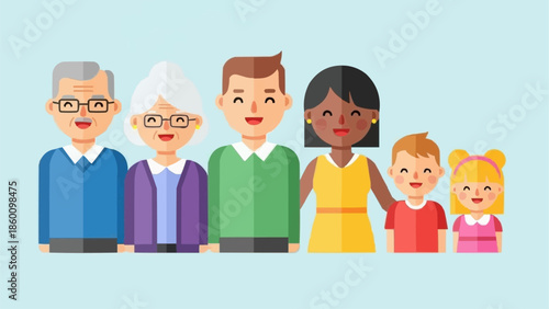 Happy Diverse Family Generations Together Illustration.