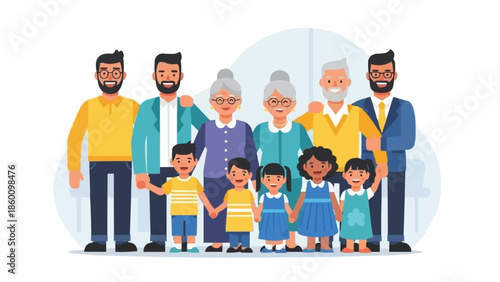 Happy Diverse Family Generations Posed Together Smiling.