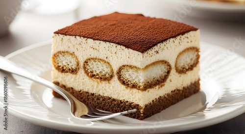 Wallpaper Mural Deliciously rich slice of classic italian tiramisu dessert featuring ladyfingers nestled in creamy mascarpone and dusted generously with dark cocoa powder Torontodigital.ca