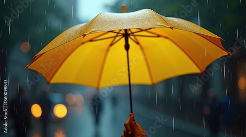 Wallpaper Mural Bright yellow umbrella in rain Torontodigital.ca